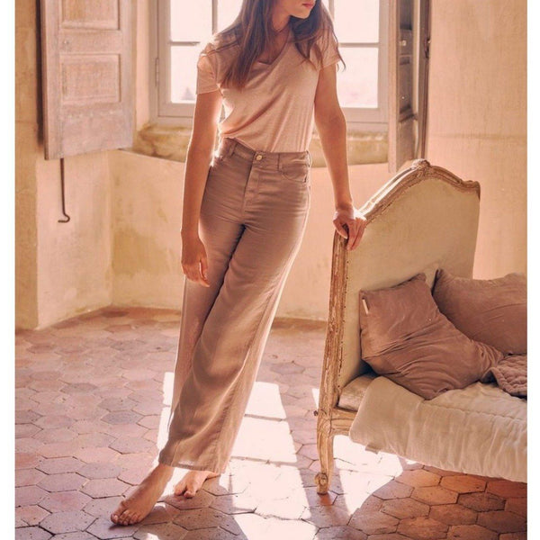 Wide-Leg Trousers Ellie Linen - Stone - Women