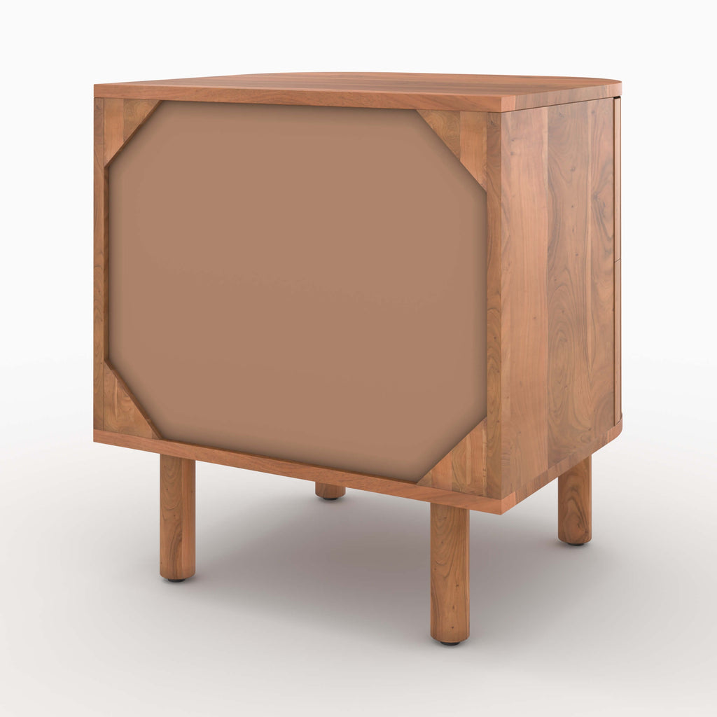 Paola - Table De Chevet En Bois D'Acacia 2 Tiroirs