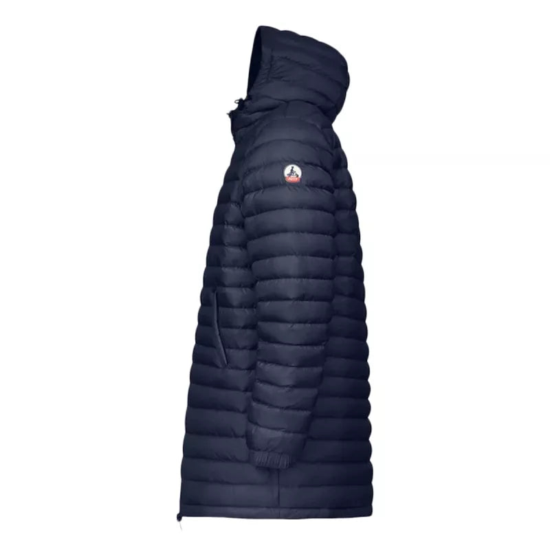Jott – Parka Amsterdam 2 - Granatowy - Mężczyzna, długa granatowa kurtka puchowa, widok z profilu, na białym tle