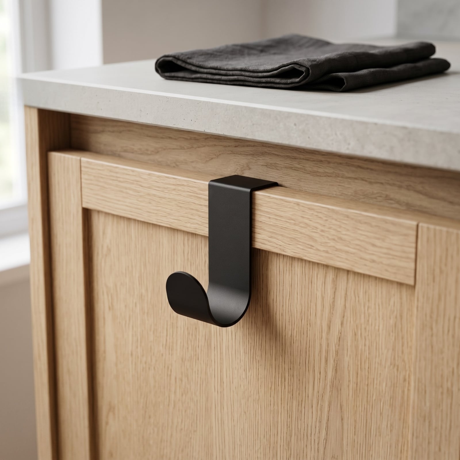 Le Discret - Door Hook - Matt Black Fine Texture