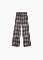 An'ge – Pantalon Patrila Marron, brown and beige checked wide-leg trousers, front view