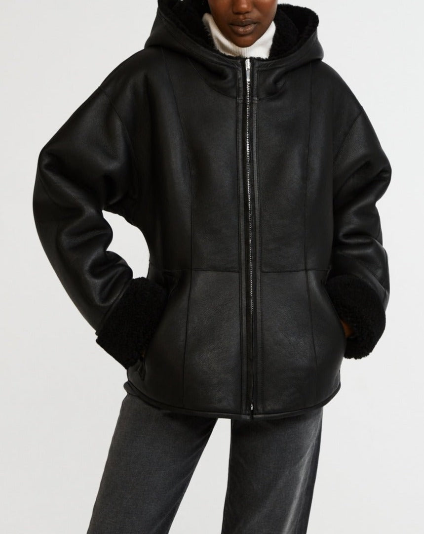 Claudie Pierlot - Piel de oveja - Falga - Negro