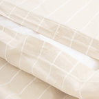 Duvet Cover - In 300 Thread Count Washed Cotton Percale - White Beige Stripes