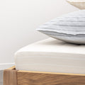 Fitted Sheet - In 300 Thread Count Washed Cotton Percale - White Beige Stripes