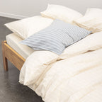 Fitted Sheet - In 300 Thread Count Washed Cotton Percale - White Beige Stripes