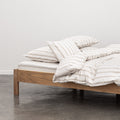 Duvet Cover - In 300 Thread Count Washed Cotton Percale - Beige Brown Stripes