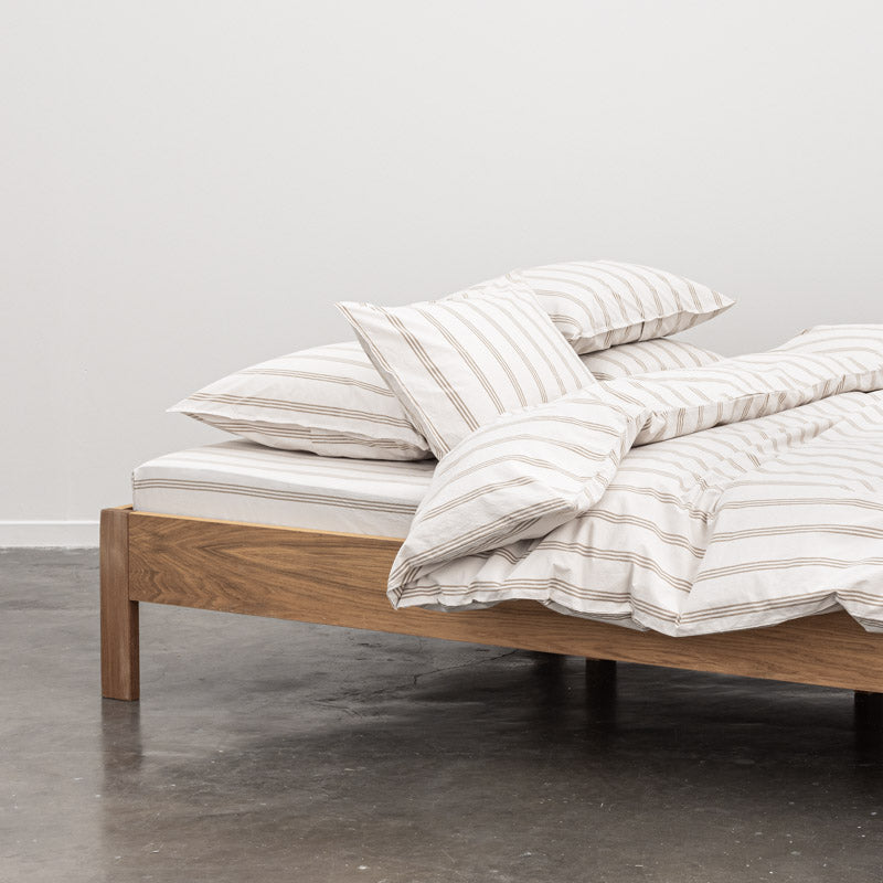Duvet Cover - In 300 Thread Count Washed Cotton Percale - Beige Brown Stripes