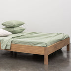 Flat Sheet - In 300 Thread Count Washed Cotton Percale - White Green Stripes