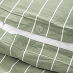 Duvet Cover - In 300 Thread Count Washed Cotton Percale - White Green Stripes