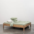 Flat Sheet - In 300 Thread Count Washed Cotton Percale - White Green Stripes