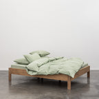 Duvet Cover - In 300 Thread Count Washed Cotton Percale - White Green Stripes