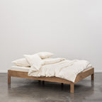 Duvet Cover - In 300 Thread Count Washed Cotton Percale - White Beige Stripes