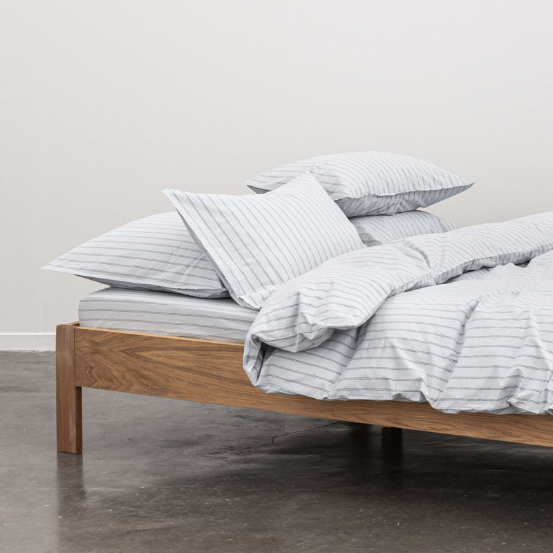 2 Pillowcases - In 300 Thread Count Washed Cotton Percale - Blue Gray Stripes