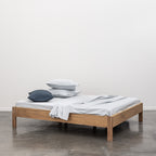 Flat Sheet - In 300 Thread Count Washed Cotton Percale - Blue Gray Stripes