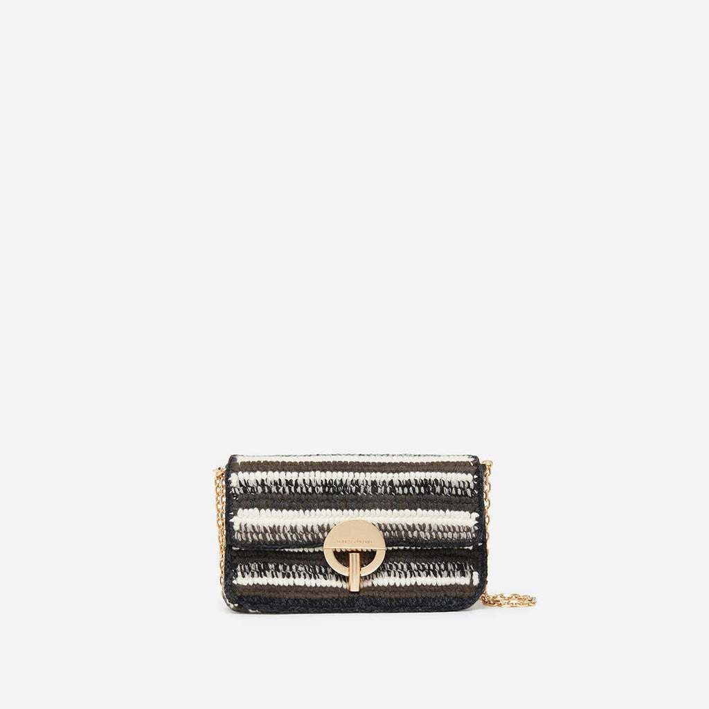 Small Moon Bag In Wool - Black/Grey