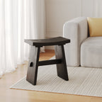 Eka - Tabouret En Bois De Teck Recyclé Peint En Noir