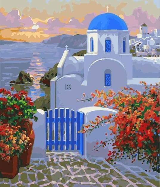Peinture Par Numéros - Petit Village Grec