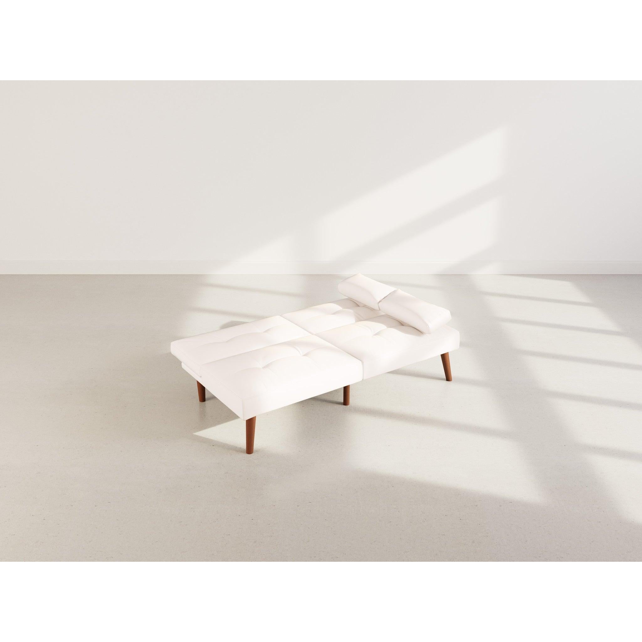 Philae - Clic-Clac Sofa Bed - 2-Seater - Faux Leather - White