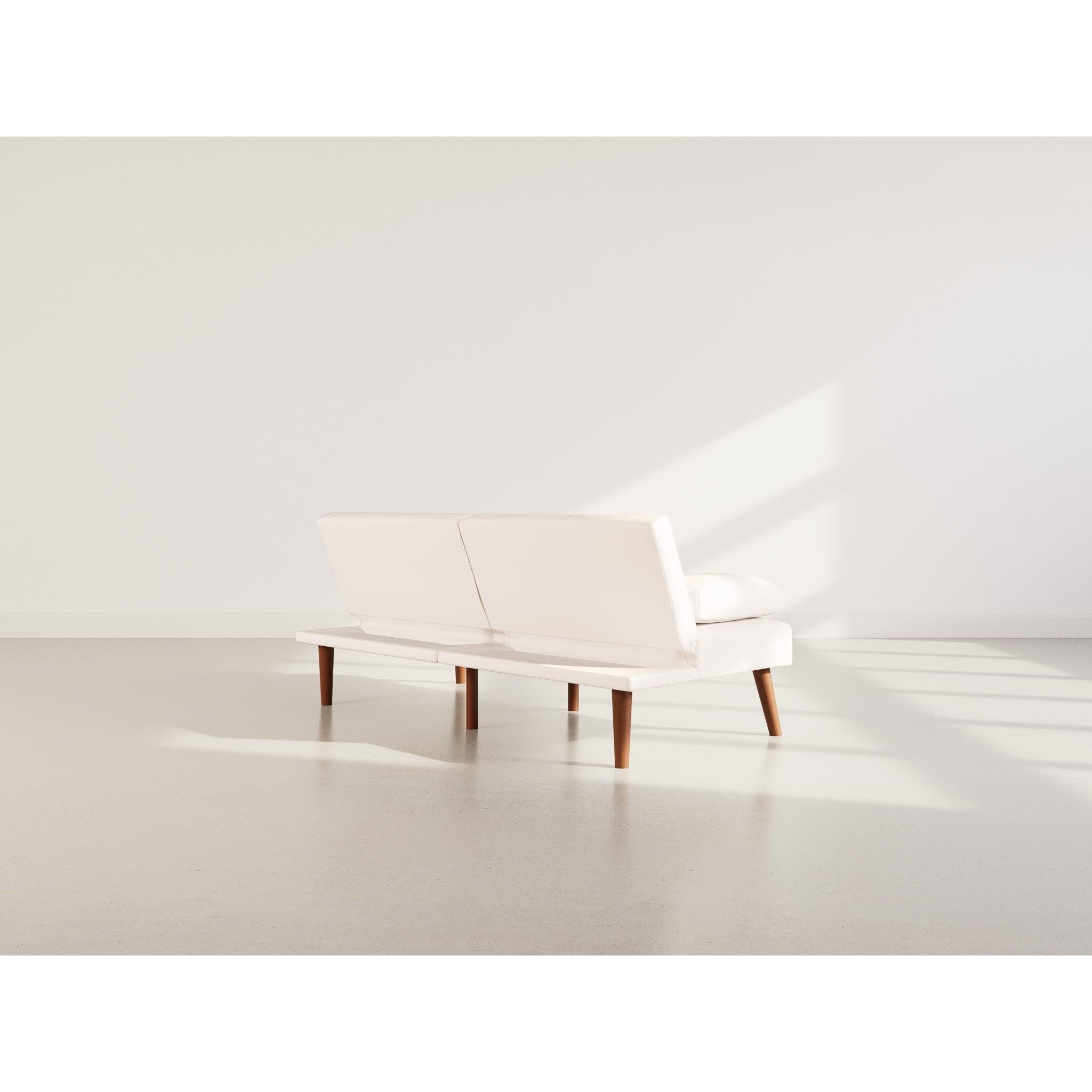 Philae - Clic-Clac Sofa Bed - 2-Seater - Faux Leather - White