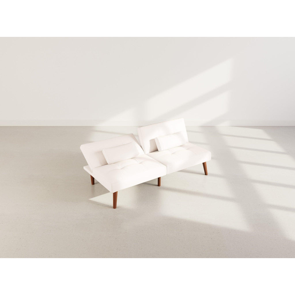 Philae - Clic-Clac Sofa Bed - 2-Seater - Faux Leather - White