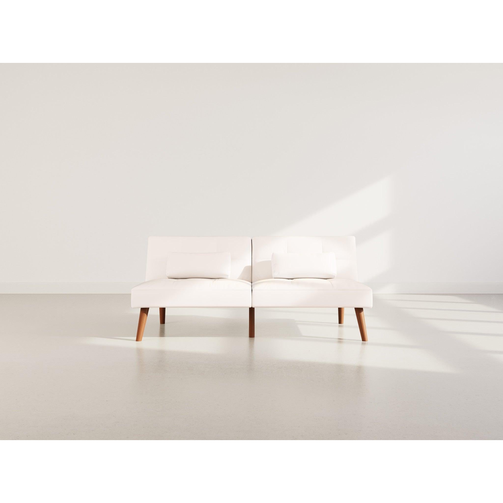 Philae - Clic-Clac Sofa Bed - 2-Seater - Faux Leather - White