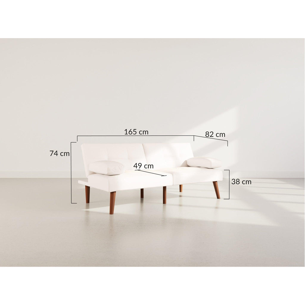 Philae - Clic-Clac Sofa Bed - 2-Seater - Faux Leather - White