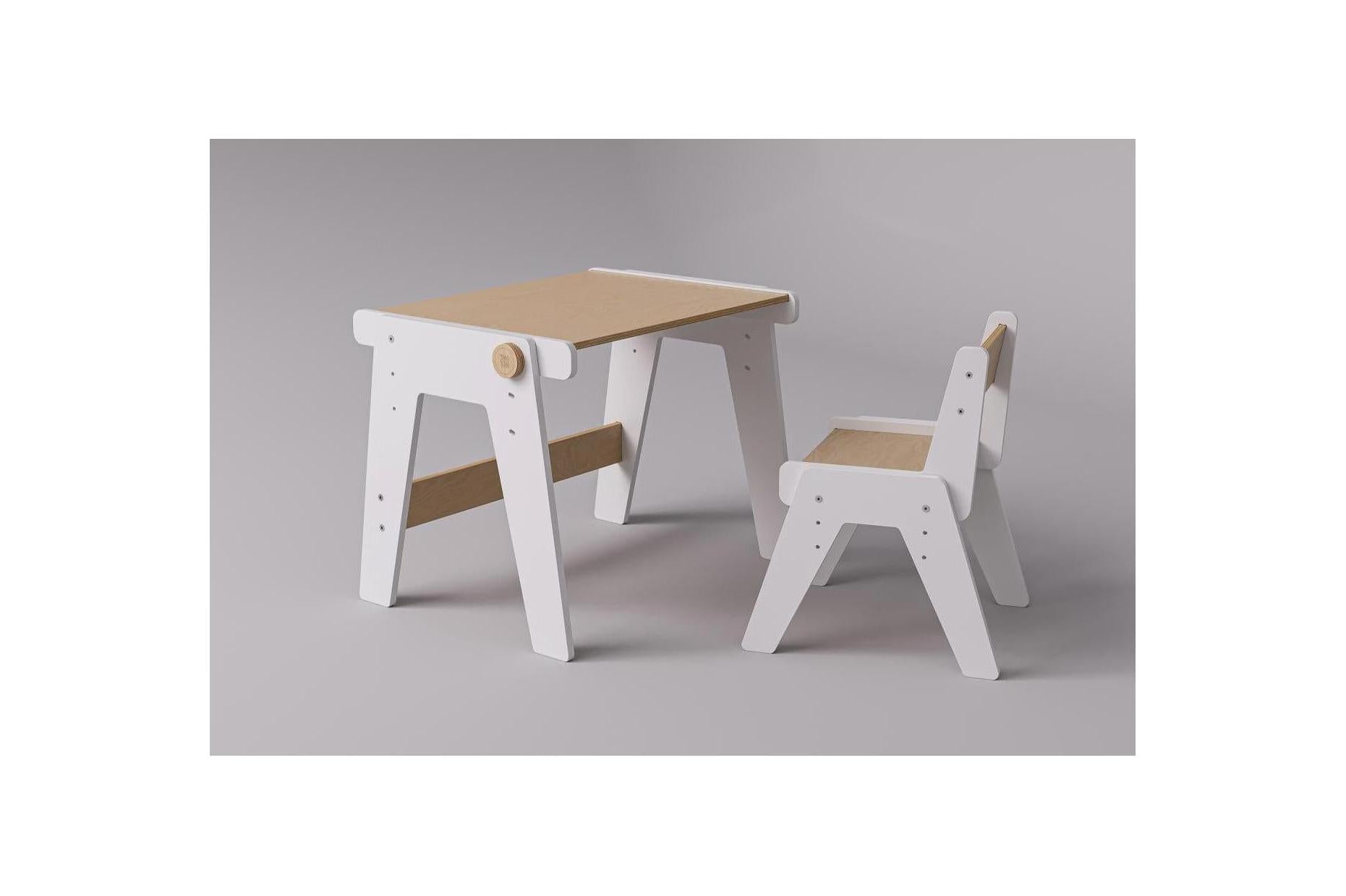 Dúo Mesa y Silla Evolutivas – Blanco