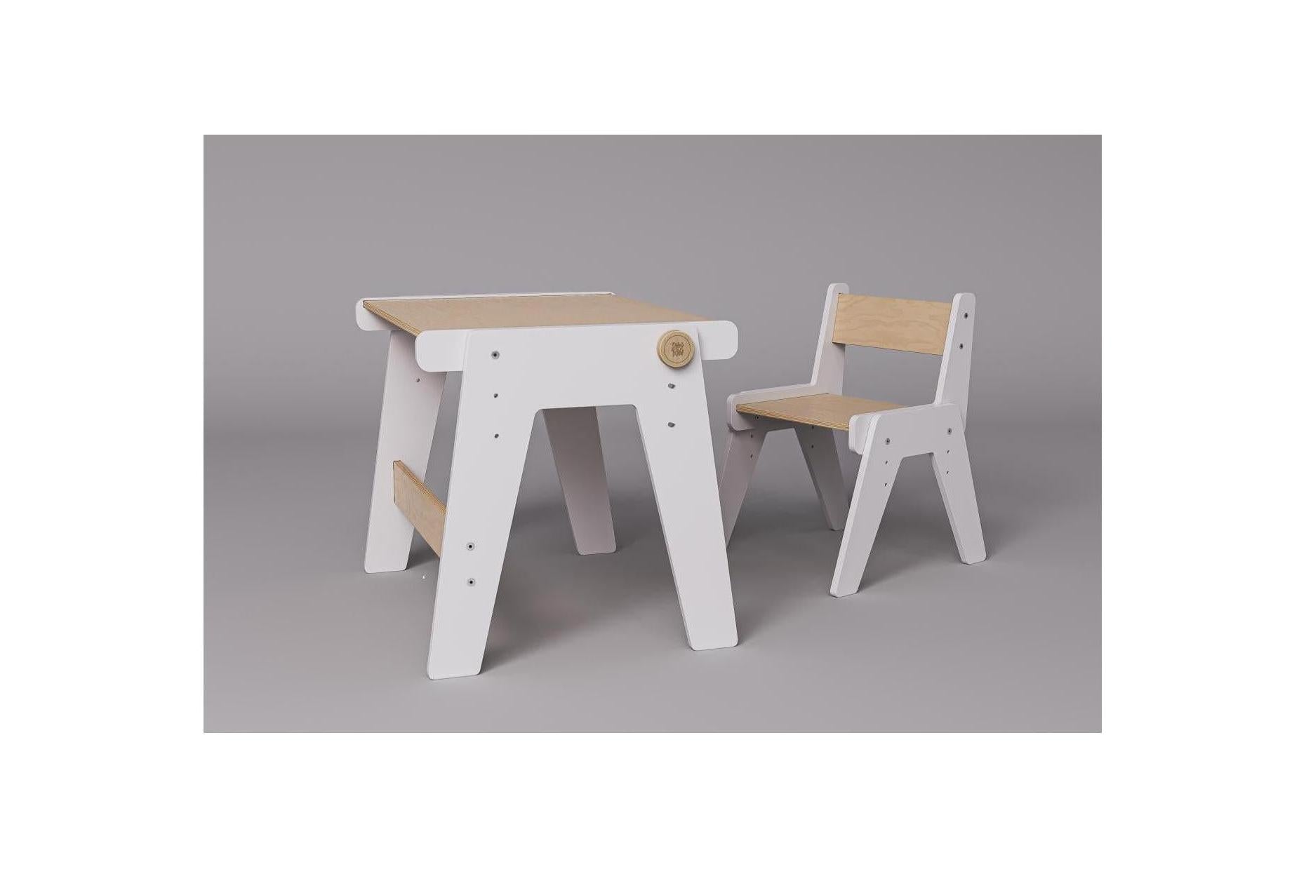Dúo Mesa y Silla Evolutivas – Blanco