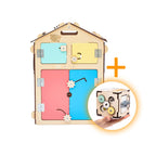 Duo Busy Board Natura Playhouse y cubo interactivo