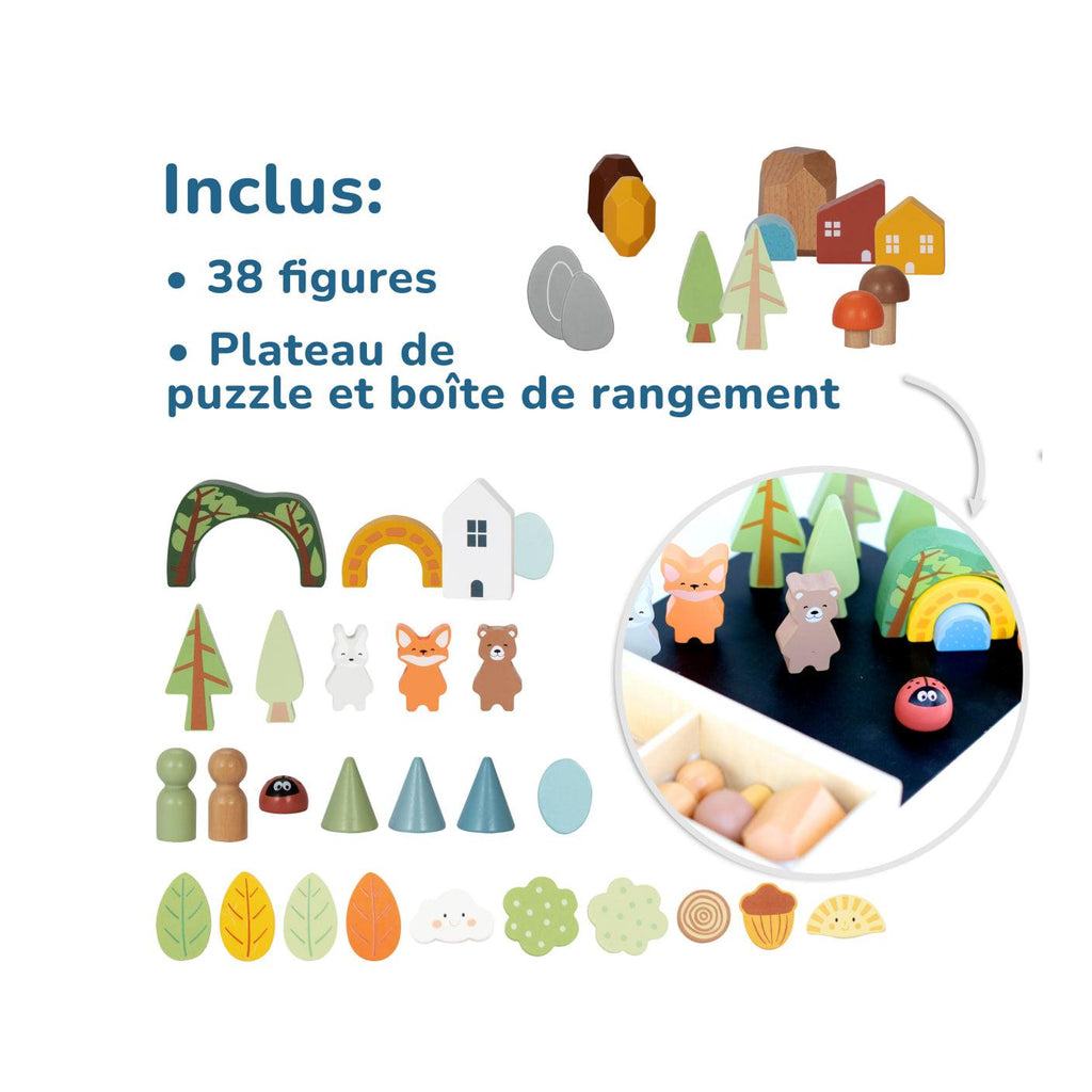 Set de figuras de madera Montessori – El Bosque