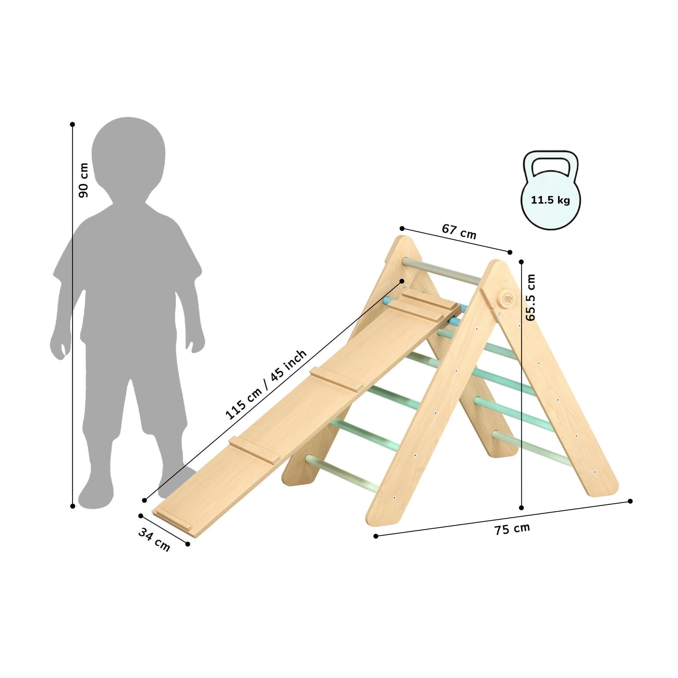 Pikler Triangle + Large Double-Sided Slide