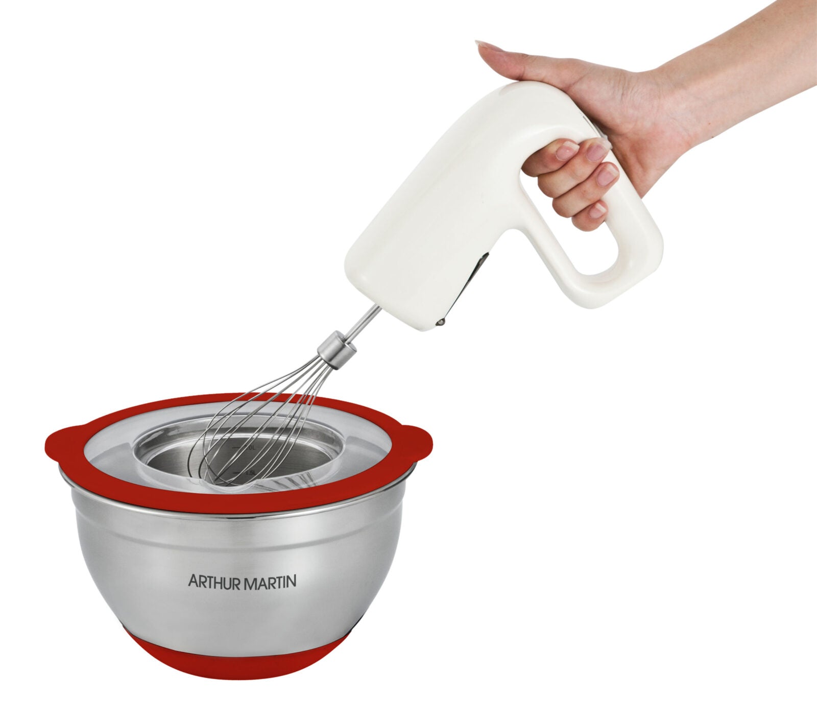 Set of 3 Mixing Bowls 16/20/24cm - Stainless Steel - Red