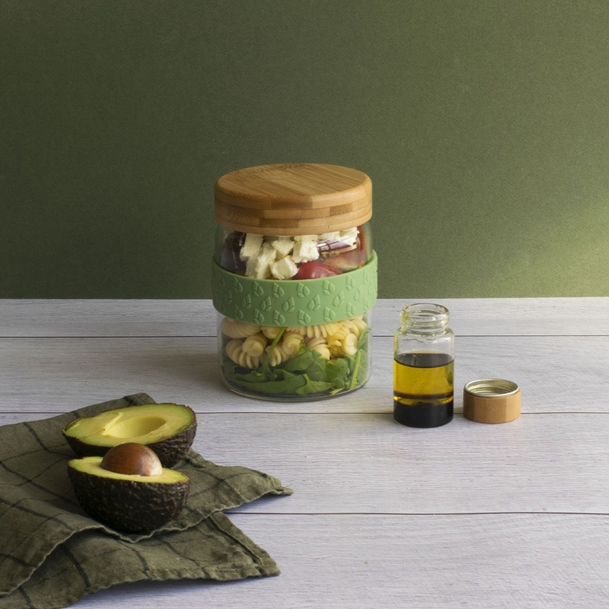 Glass And Bamboo On-The-Go Lunch Set - Green