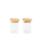 Set Of 2 Glass Spice And Herb Jars - Clear