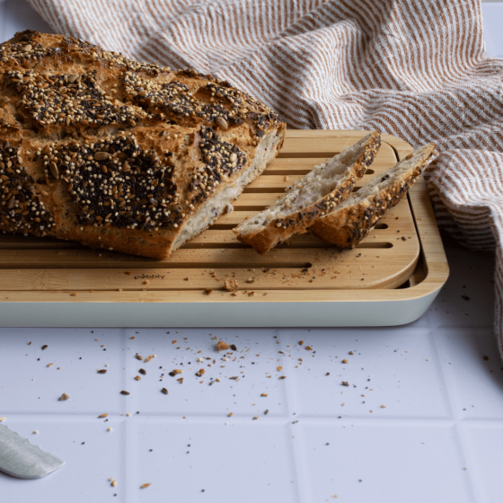 Tabla Para Pan De Bambú - Ribete Crema - Beige