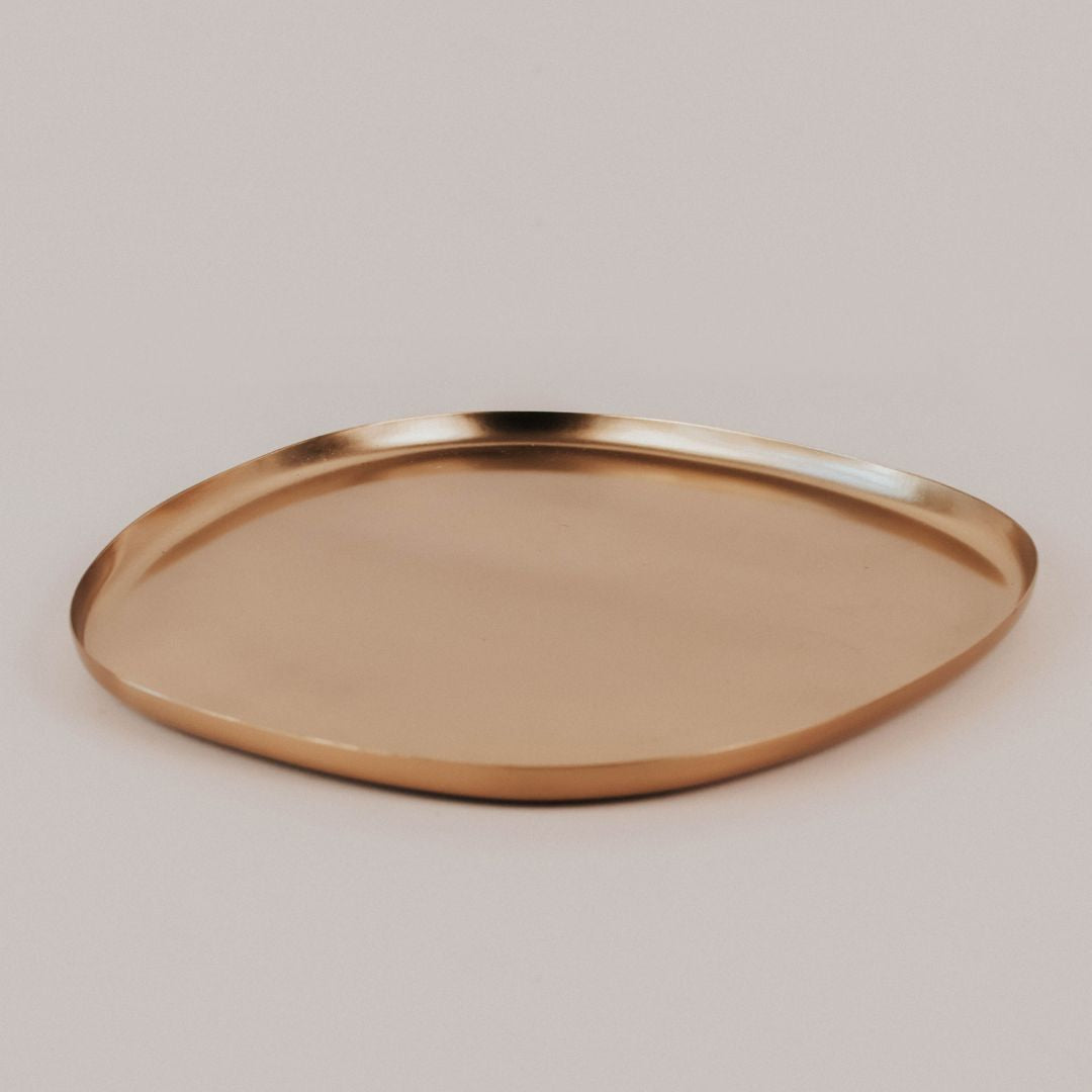 Gold Metal Decorative Tray - Organic Shape