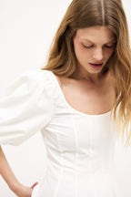 Top Pleated Puff Sleeve - Bianco Sporco