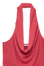Top plisado transparente con cuello halter - Rojo
