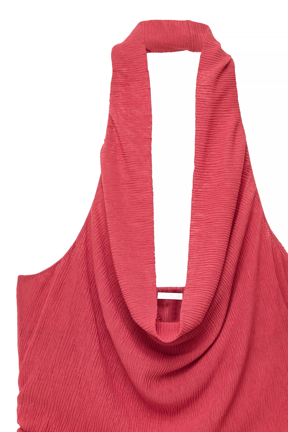 Top plisado transparente con cuello halter - Rojo
