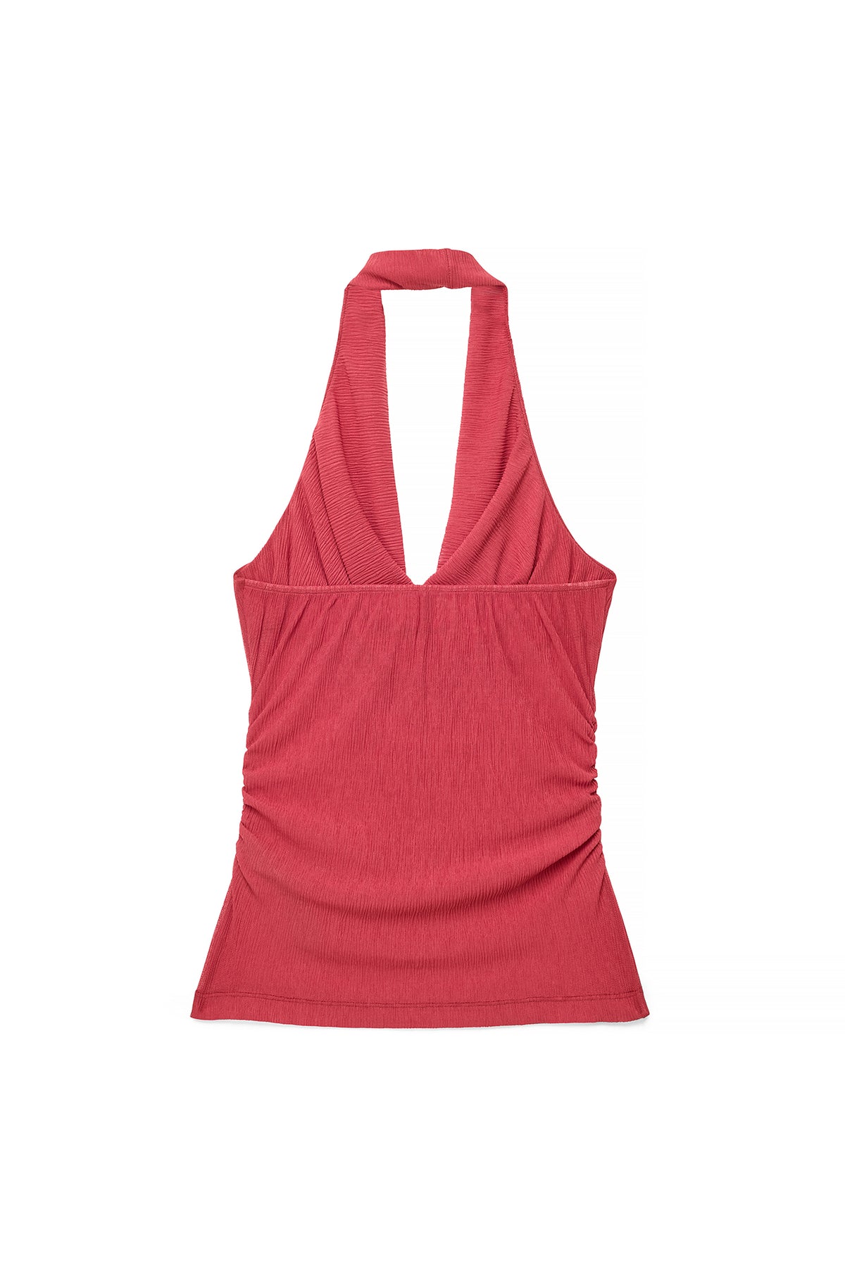 Top plisado transparente con cuello halter - Rojo