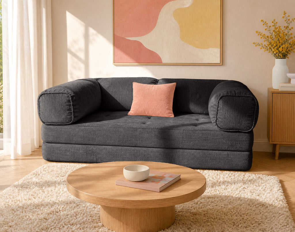 Poppy - 3-Seater Sofa Bed - Corduroy - Dark Grey
