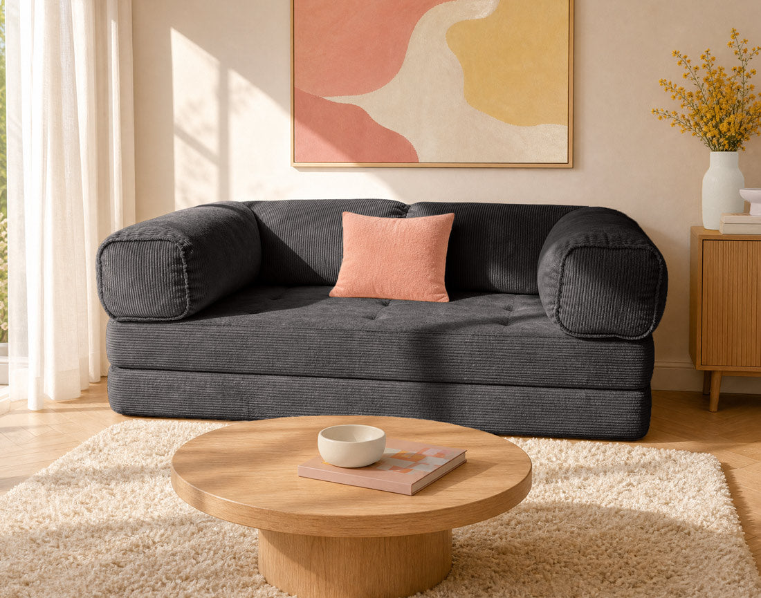 Poppy - 3-Seater Sofa Bed - Corduroy - Dark Grey