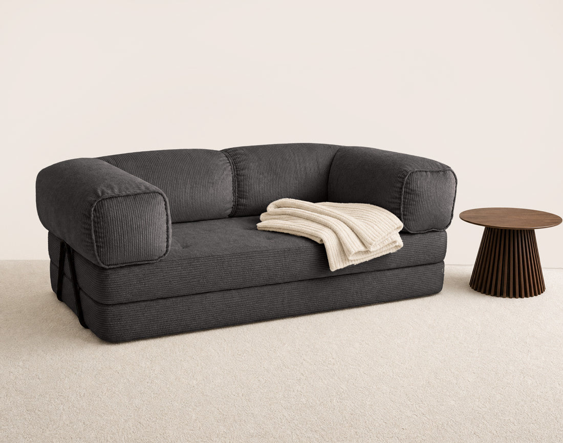 Poppy - 3-Seater Sofa Bed - Corduroy - Dark Grey