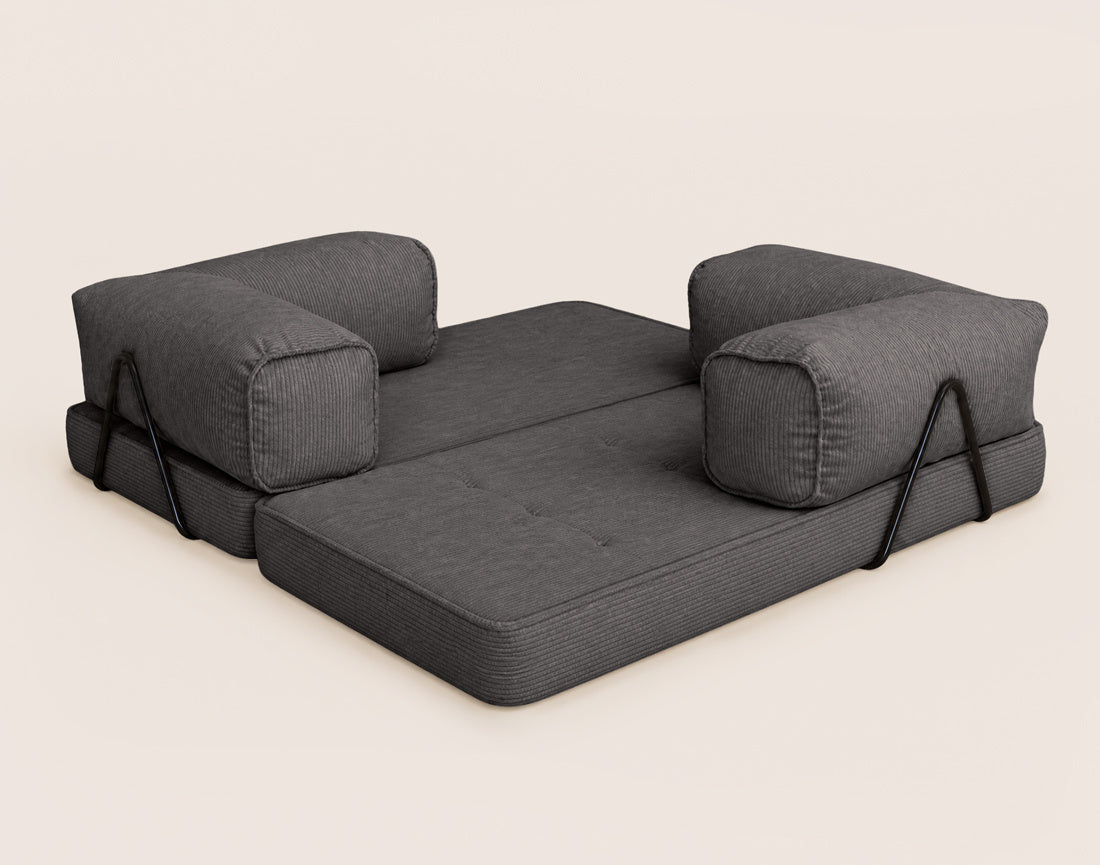 Poppy - 3-Seater Sofa Bed - Corduroy - Dark Grey