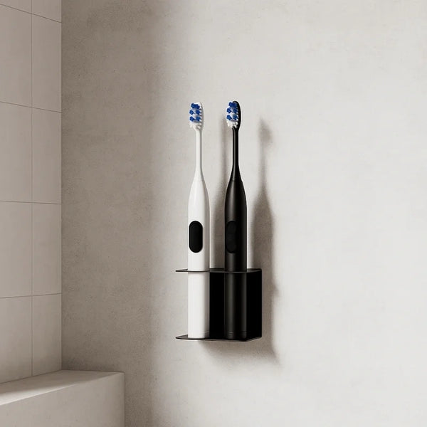 L'Énergique - Soporte para cepillos de dientes de pared - Acero - Negro Mate Textura Fina