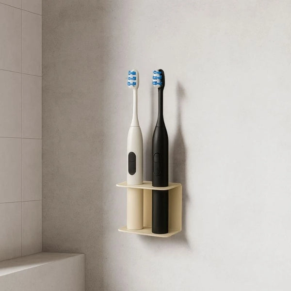 L'Énergique - Soporte para cepillos de dientes de pared - Acero - Crema Textura Fina