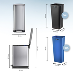 Edge - 50L Recycling Pedal Bin - Stainless Steel - Silver