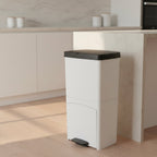 Picea - Cubo con pedal para reciclaje selectivo 70L - Blanco