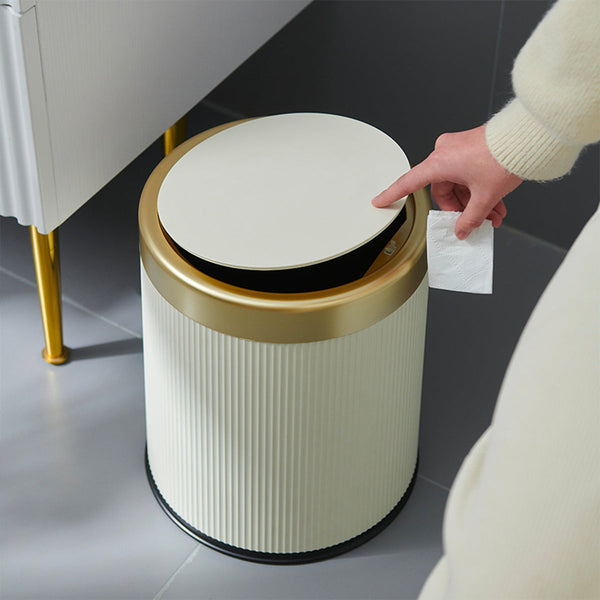 GLINT White and Gold 8L Push Plastic Bin