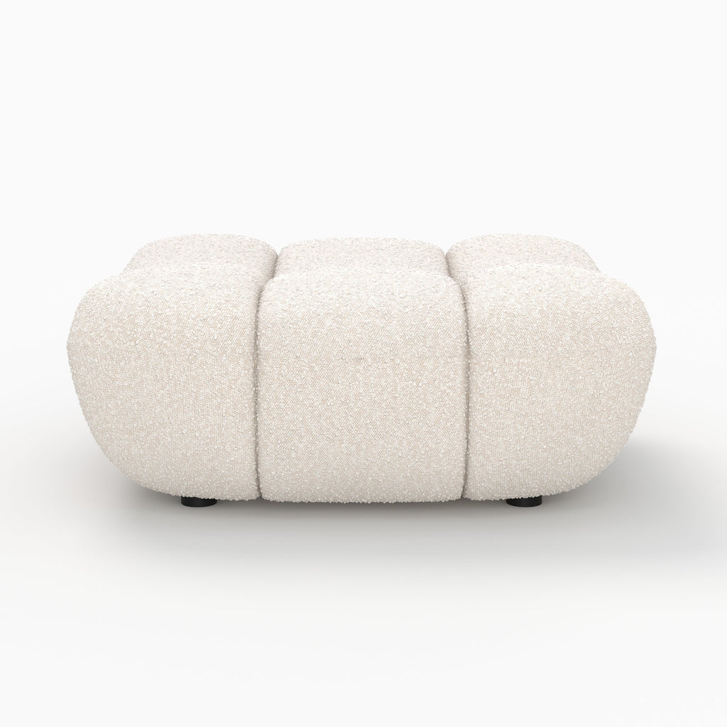 Teddy - Pouf Repose-Pieds En Tissu Bouclé Blanc